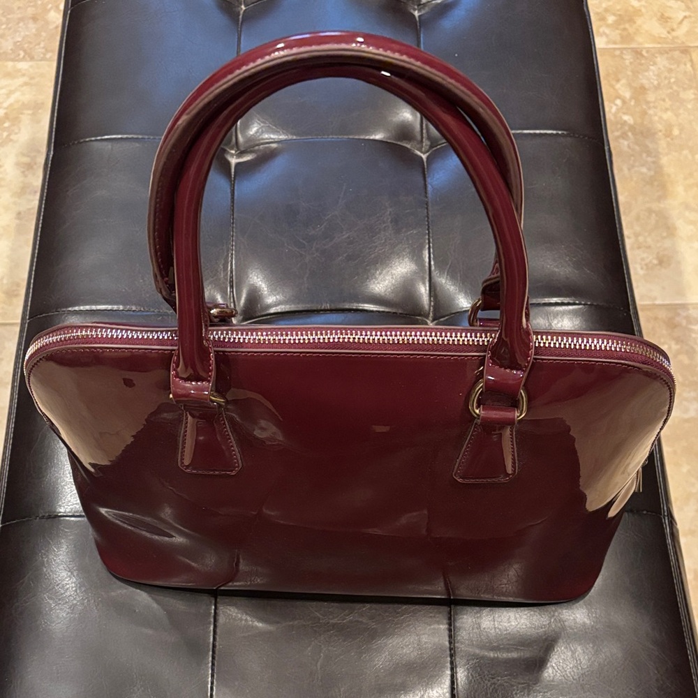 Glossy Burgundy Women's Satchel Handbag